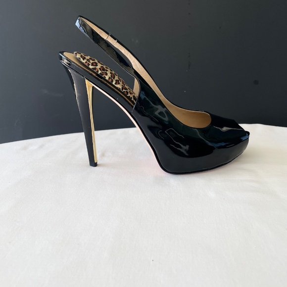 Marciano Black Patent Prep Toe Pump Slingback Heels Women’s Size 8M/38 EXC - Picture 5 of 16